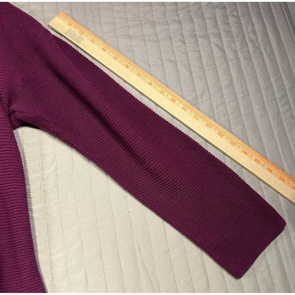 Eileen Fisher Purple Ribbed Knit Crewneck Long Sleeve Organic Linen Blend Size L - Picture 4 of 7